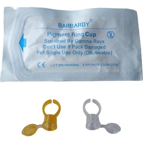 50pcs Microblading Pigment Cups Makeup Tools Plastic Disposable Tattoo Ring Ink Cup for Microblading Embroidery Eyebrow Lip Tool