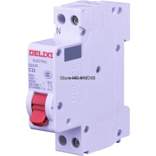 DELIXI Circuit Breaker 6A 10A 16A 25A 32A 40A DPN 1P+N 4.5KA 230V DZ47P MCB