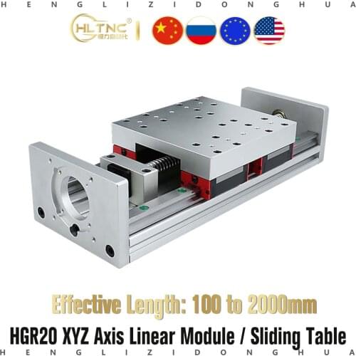 Free shipping TRAVEL 100mm to 1000mm HGH20CA HGR20 linear rail /SFU1605 SFU1610 Ball screw for XYZ stage table slide motion