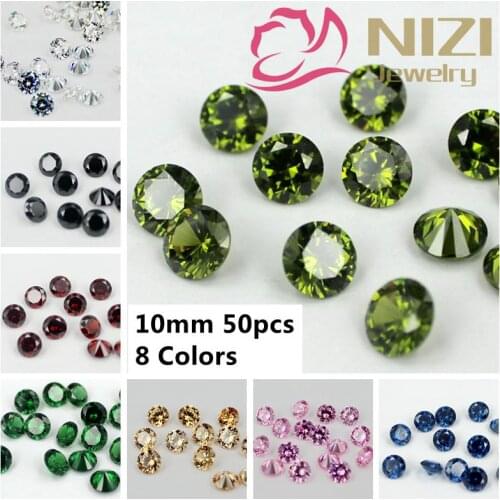 Brilliant Cuts Round Cubic Zirconia Beads 50pcs 10mm Crystal Stones Supplies for Jewelry Accessories DIY 3D Nail Art Decorations