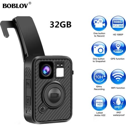 BOBLOV Bodycam F1 Wifi Police Camera 64GB 1440P Worn Cameras For Law Enforcement 10H Recording GPS Night Vision DVR Recorder