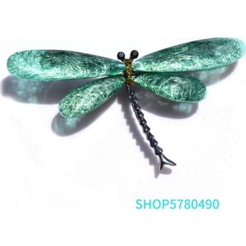Green Color Dragonfly Brooch for Women Elegant Crystal Brooch Breast Pin Ladies Gifts Party Dress Accessories Fashion Jewelry