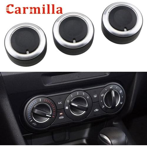 Carmilla 3pcs/set Aluminum Alloy Air Conditioning Knob AC Knob Heat Control Switch Button for Mazda 3 BL 2010 - 2013 Accessories