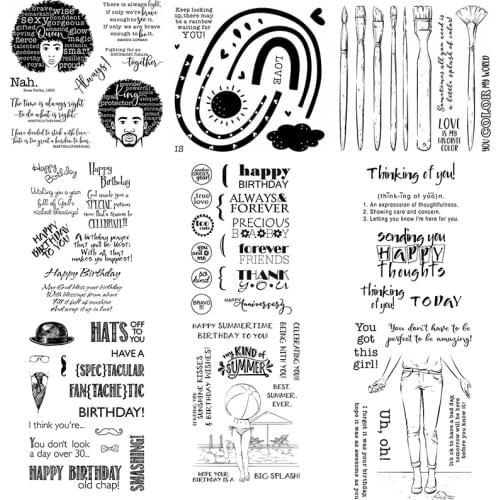 Clears Stamps Happy Birthday Seaside Resort Hat Glasses Gril Painting Tools For DIY Scrapbook Photo Album Craft Card 2021 New