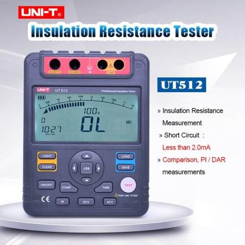 Digital Insulation Resistance Tester UNI-T UT512 Megger mete AC DC Voltage Ohm meter Megohmmeter 2500v 100Gohm USB Interface