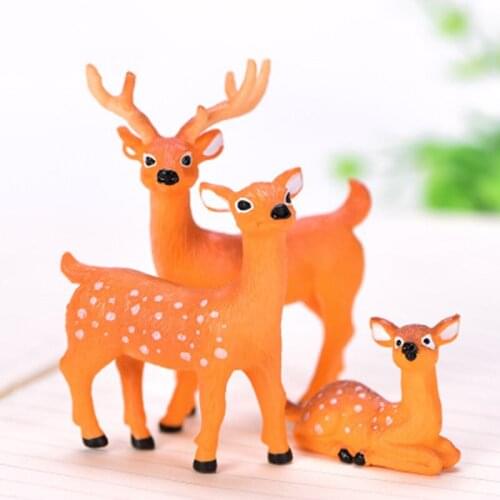 ZOCDOU 1 Piece Sika Spotted Family Venado Animal Africa Model Statue Figurine Ornament Miniatures Garden Decor DIY Home Room