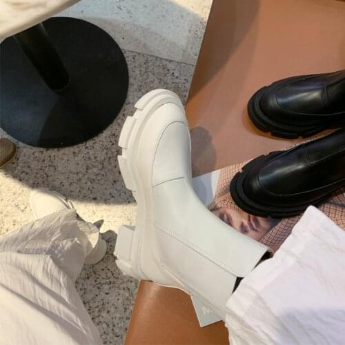 FONBERRY Black Punk Chunky Heel Platform Motorcycle Boots Women 2021 Brand Design Solid Ankle Martin Chelsea Boots Women