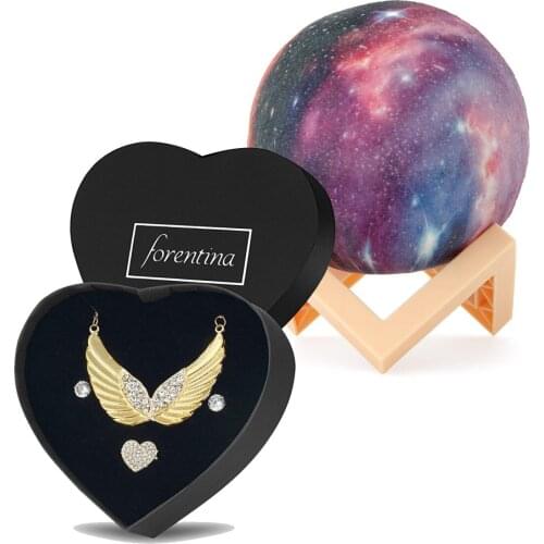 Forentina Melek Kanadı Kolye Küpe Yüzük- Renkli 3D Led Ay Küresi PS1736