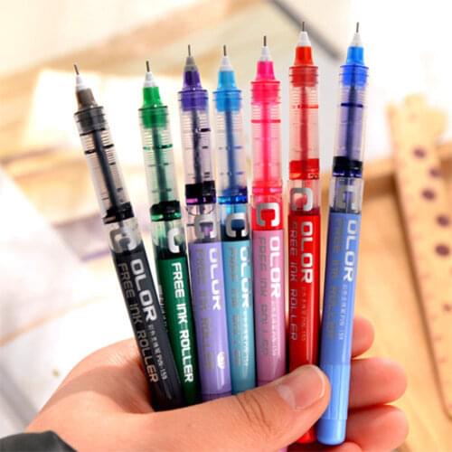 7Pcs 7 Color 0.38mm Fine Point Gel Pen Color Ink Rollerball Pen Business Office School Gift