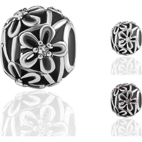 HPXmas Wholesale 5pcs/lot Fit Bracelet DIY jewelry Silver Color Flower Charm Accessories For Making ​European Beads H0