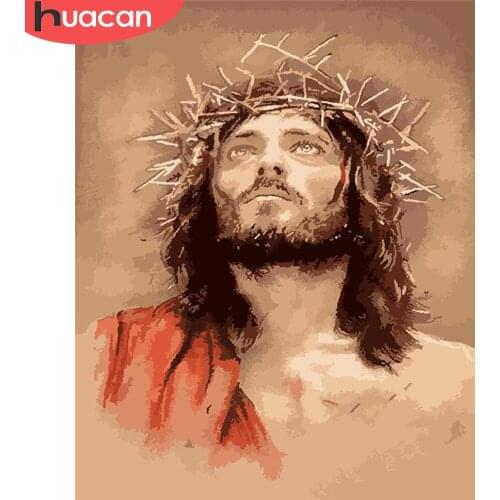 HUACAN Painting By Number Jesus Drawing On Canvas Gift DIY Pictures By Numbers Portrait Kits Hand Painted Paintings Home Decor
