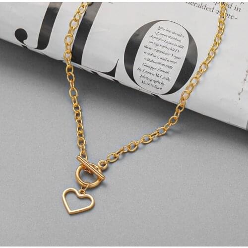 Exquisite Jewelry Heart Pendant Metal Thick Chain Hip Hop Necklace for Women Gift