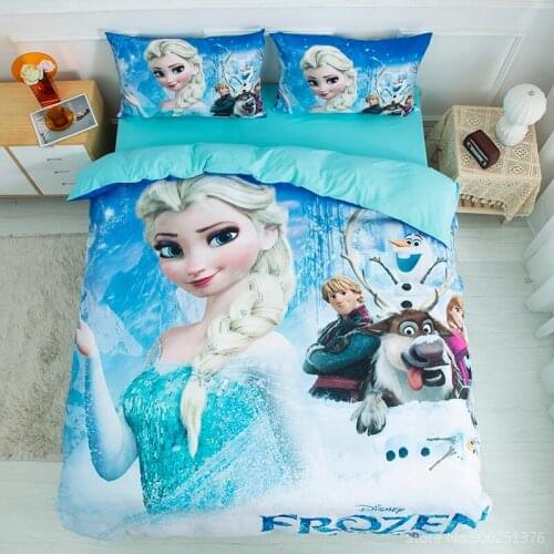Disney Frozen Elsa Princess Bedding Set Queen King Beautiful Girl Quilt Cover Bed Sheet Pillowcase Duvet Cover Set for Children