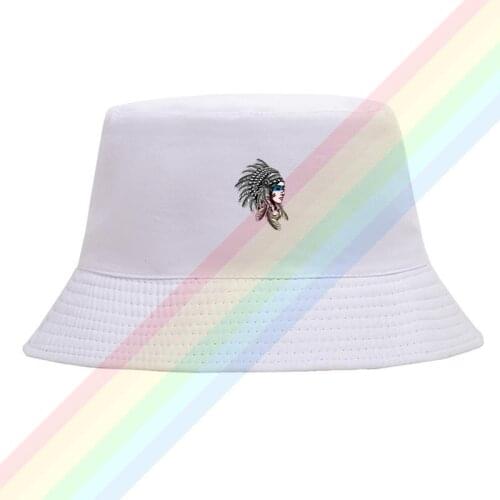Indiana Beautiful Woman Wearing Headdress Cotton Top Comfortable Bucket Cap Men Women Hiking Fishing Hat Two-side