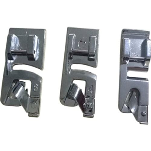 3pcs/set Metal Folding Edge Crimping Hem Presser Foot for Sewing Machines 3MM/4MM/6MM Set Suit Sewing Machine Foot Sewing Legs
