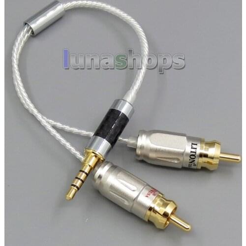 LN004997 3.5mm 4poles Silver Plated TRRS Re-Zero Balanced Plug To 2 RCA Cable For Hifiman HM901 HM700 HM802 Headphone Amplifier