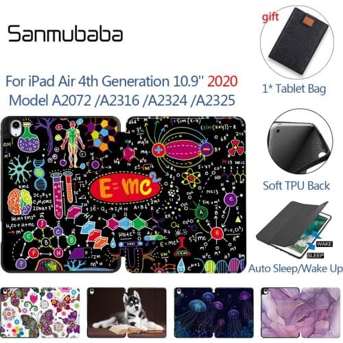 Sanmubaba Soft TPU Back Case For iPad Pro Air 4th Generation 10.9 With Pencil Holder PU Leather Flip Stand Smart Tablet Case