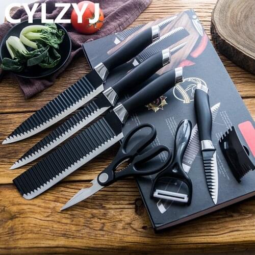 Kitchen Knives Set 7 Pcs Set Japanese High Carban forged stainless steel knife set Meat Cleaver Fruit Nakiri Knife Gift Case