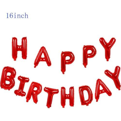 16inch English Alphabet Happy Birthday Balloon Set for Childrens Party Baby Hundred-year-old Decoration Aluminum Balloons