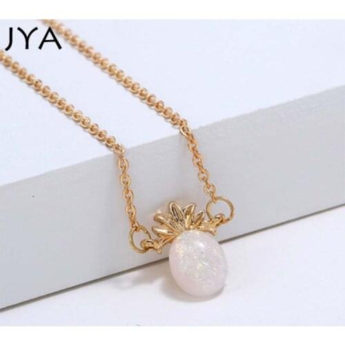 Cpop New Original Necklace Zinc Alloy Golden and Gun Black Chain Fruit Pineapple Blue Pink Pendant Fashion Necklace for Women