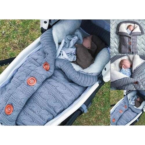Newborn Baby Blanket Sleeping Bag To Keep Warm In Winter Plus Plush Blanket Knitted Newborn Wool Wrap Soft Baby Sleeping Bag