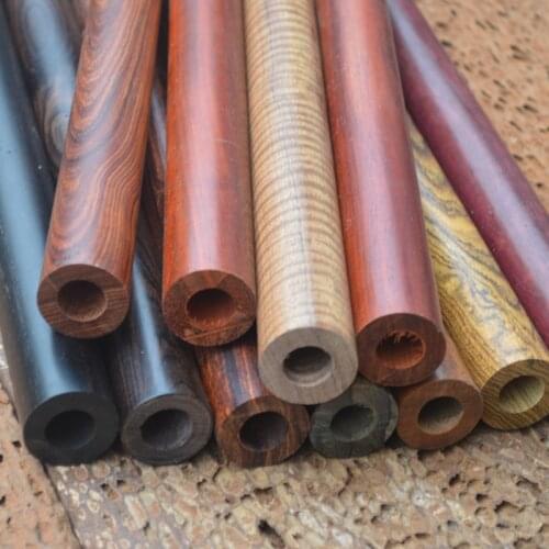 1PCS Logs Hollow Tube Wooden Stick Round Perforated Wood DIY Handmade Material Ebony Rosewood Red sandalwood