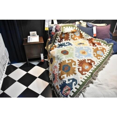 Boho Tuttle Leaf Geometric Thread Blanket Throw Rugs Sofa Couch Cover Hanging Tapestry Sheet For Plane Travel