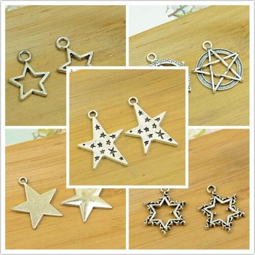 DIY star shape alloy charm pendant jewelry making accessories findingsantique silver vintage wholesale necklace chain bracelet