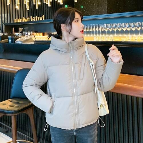 Puffer Coat Womens Solid Hooded Long Sleeve Pockets Zipper Warm Ladies Winter Jacket Thick Padded Casual Cold Coats for Female