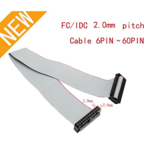 DIC 2.0MM pitch FC-6/8/10/14/16/20/40/50 PIN 30CM JTAG ISP DOWNLOAD CABLE Gray Flat Ribbon Data Cable FOR DC3 IDC BOX HEADER