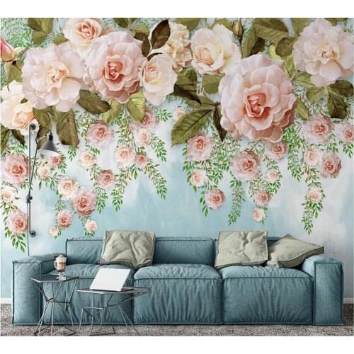 Beibehang Modern custom simple hand-painted fashion oil painting flower European 3D background wall decoration painting