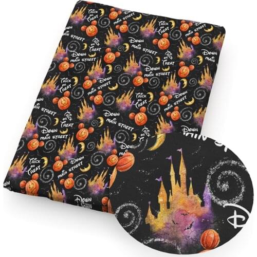 50*145cm Castle Witch Halloween Pure Or Polyester Cotton Tissue Sewing Quilt Fabrics Needlework Material DIY Handmade,1Yc19660