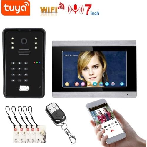 TUYA Video Intercom WIFI RFID Video Door Phone System Home Intercom with 7inch Touch LCD Support Remote APP Unlocking Recording