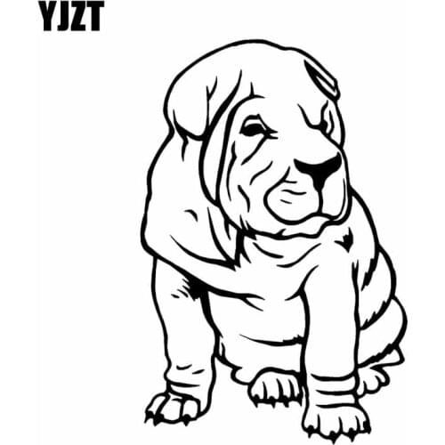 YJZT 9CM*13.7CM Shar Pei Dog Waterproof Car Sticker Bumper Window Decoration Black/Silver C2-3140