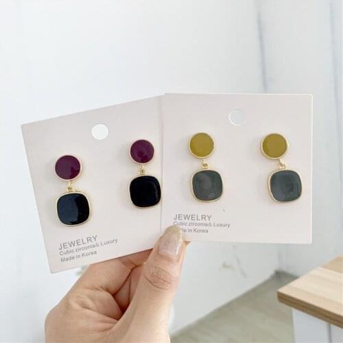 Temperament contracted geometric drop glaze retro earring female character joker stud earrings