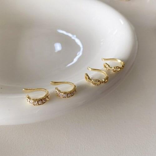 WTLTC Single Piece Zircon Ear No Piercing Earrings for Women Retro Chains Clip Earrings 2 Design Small Cuff Earrings Jewelry