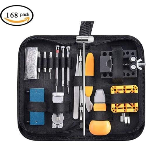 168Pcs Watch Repair Tools Kit Professional Watch Opener Spring Bar Tool Watch Band Link Pin Back Remover Tool with Carrying Case