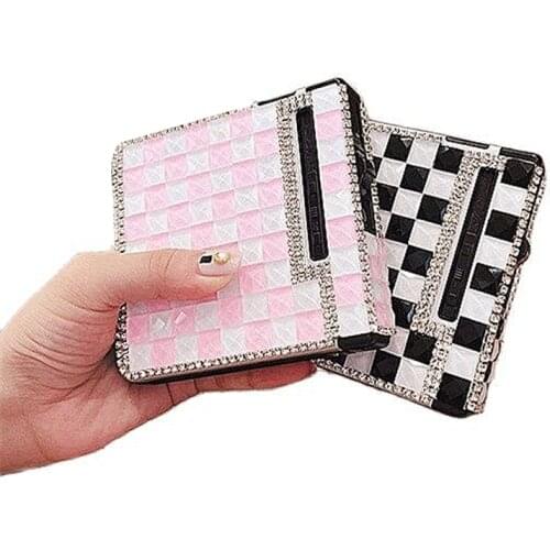 20pcs * 8.4mm Cigarette Inlaid Rhinestones Metal Cigarette Case With Inflatable Windproof Lighter Automatic Cigarette Smoking Bo