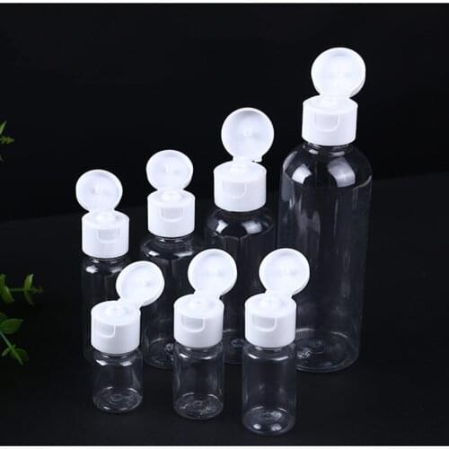 200pcs 5/10/20/30ml Transparent Plastic Pack clamshell water Bottle Crystal Clear Flip Top Cap Packaging mini Containers NO436