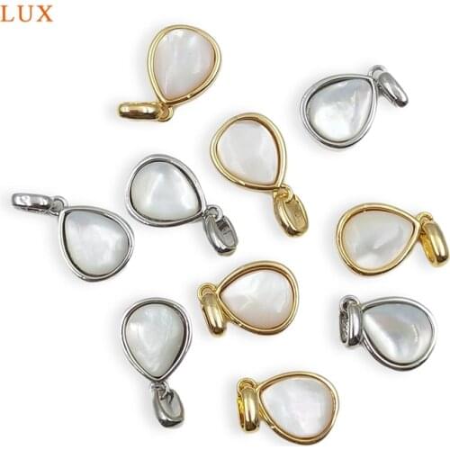 3pcs Natural Gold Silver Plated Pendants Polished Shell Jewelry Pear Shape Handmade Simple Classical Jewelry For Necklace Making