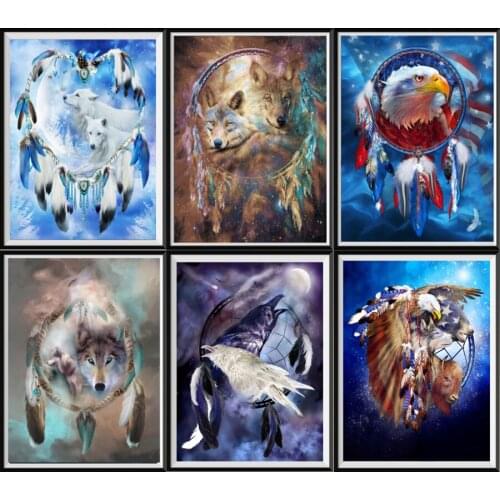 5d Diy Diamond Painting Crafts Animal Dream Catcher Full Circle Diamond Embroidery Kit Home Decoration Children Gift