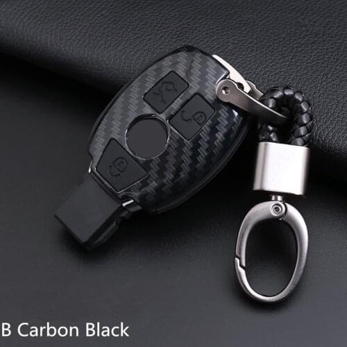 ABS Carbon Fiber Silicone car key cover holder sticker for Mercedes benz CLS CLA GL R SLK AMG A B C S class Remote holder