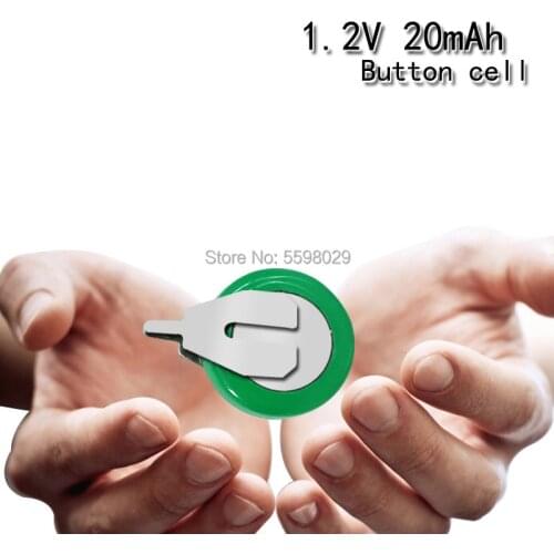 1.2V 20mAh Ni-MH Button Coin Cell Rechargeable Li-Po Lithium Li-polymer Batteries Battery With Solder Pins for watch toy