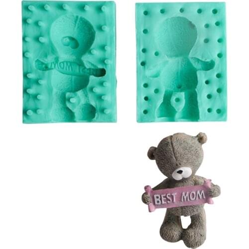 Mothers Day Creative Bear Animal Silicone Mold Chocolate Mousse Cake Insert Decorating Tools DIY Handmade Candle Soap Moulds