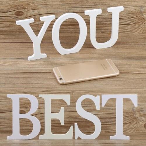 1pc Diy Freestanding Wood Wooden Letters White Alphabet Wedding Birthday Party Home Decorations Personalised Name Design