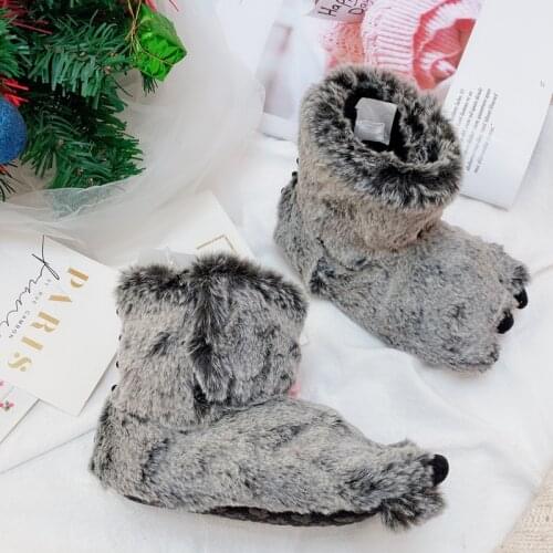 Children Slippers Grizzly Bear Stuffed Animal Claw Paw Slippers Toddlers Costume Footwear kids warm shoes With Velcro claws