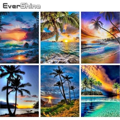 Evershine 5D DIY Full Square Diamond Embroidery Landscape Rhinestone Mosaic Painting Cross Stitch Seaside Diamond Art Kit