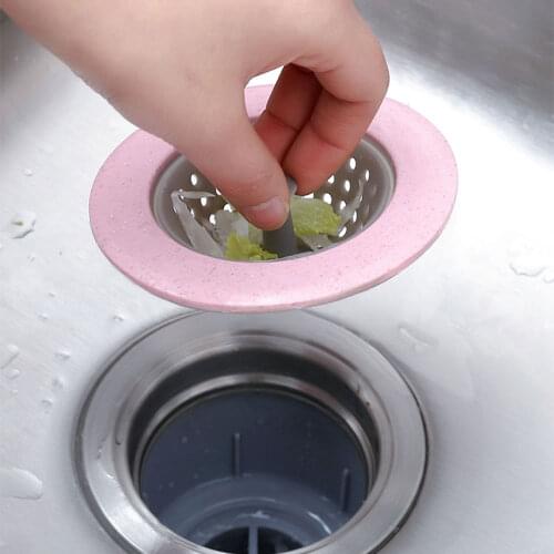 Kitchen Filter Silicone Wheat Straw Strainer Bathroom Shower Drain Sink Drains Cover Sewer Hair Filter 4 Color Optional