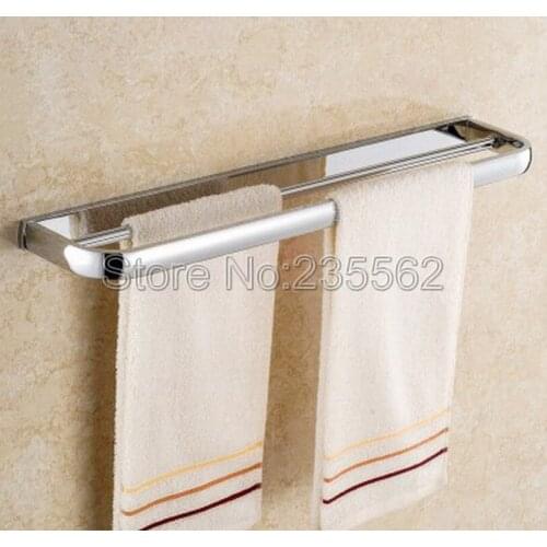 Chrome Finish Bathroom Accessory / Modern Wall Mounted Double Towel Bars Holder lba832