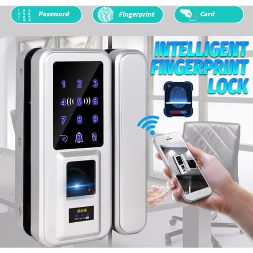 Intelligent Keyless Glass Door Fingerprint Lock App Password With Remote Control